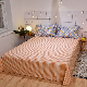  Pink Plaid Quilt Sheet with Multi Flower Quilt Cover 4 Piece Bedding Set 100% Cotton 3D Bed Sheet Comforter Bedding Set Printed