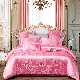  Luxury Europea Style Floral Collection Light Pink Color Silk Like Satin Bedspreads Bedroom Set Jacquard Bedding Set