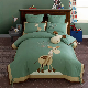  China Factory Wholesale High Quality Cartoon Quilt Duvet Cover Bed Sheet 100% Washed Cotton Single Size Green Comforter Duvet Cover Embroidery Bedding Set