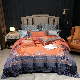  100% Cotton Orange Yarn-Dyed Jacquard Comforter Duvet Cover Full Size Coverets Bed Linen Fitted Sheets Royal Satin Home Textilebedding Set Supplier