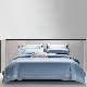  Satin 100% Cotton Coverlets King Size Blue Embroidery Pillow Case Soft Solid Color Comforter Duvet Cover Adult Bed Sheet Bedsheets Soft Home Textile Bedding Set