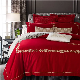  King Queen Size Red Embroidery Pillowslip 100% Cotton ODM/OEM Comforter Cover Home Textile High-End Bed Linen Flat Sheets Pillowcases Bedding Set