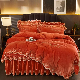  Warm Orange Baby Velvet Home Textile 4PCS Comforter Duvet Cover Winter Bed Linen Flat Sheet Embroidery Pillow Cases Polyester Bedding Set Supplier