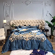  Wholesale Embroidery Coverlets Fitted Sheets Cotton Satin Comforter Duvet Cover Deep Blue Pillowcases 4PCS Silky Bed Linen Fitted Sheets Luxury Bedding Set