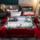  Satin 100% Cotton Red Bed Sheet King Size 2/2.4m Coverlets Embroidery Duvet Quilt Cover Queen King Size Home Textile Soft Pillowcases Bedding Set Wholesaler