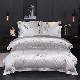  Satin 100% Cotton Gray Bed Sheets Exquisite Butterfly Jacquard Embroidery Comforter Duvet Cover Home Textile 4PCS Bedding Set Wholesaler