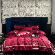  Romantic Red Embroidery Comforter Quilt Duvet Cover Satin Cotton Bed Linen Fitted Sheets Pink Home Textile Queen Size Bedding Set Supplier