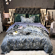  Luxury Satin Jacquard Silver Duvet Comforter Quilt Cover 100% Cotton Blue Bed Linen Flat Sheet Queen King Size Home Textile Soft Bedding Set Manufacturer