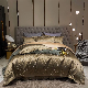  European Style Custom Brand Luxury Comforter Duvet Cover Cotton Satin Home Textile Jacquard Bed Linen Fitted Sheets Gold 4 PCS Bedding Set