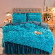  High Quality Winter Warm Fleece Blanket Mink Quilt with Pillow Sham Blue Comforter Duvet Cover Home Textile Bed Sheet Bed Linen Bedding Set
