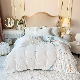  Wholesale High End Milk Velvet Home Textile Embroidery Bed Sheets White Fitted Sheet Soft Winter Warm Pillow Shams Blue Bedding Set
