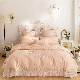 Luxury Lace Comforter Duvet Cover Satin 100% Cotton Bed Fitted Sheets King Size Pillowcases Pink 4 Piece Home Textile Coverlets Bedding Set Supplier