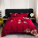 High-End 100% Cotton Flower Embroidered Double Bed Linen Fitted Sheet Red Duvet Comforter Quilt Cover 4PCS Home Textile Queen Size Bedding Set From Pakistan