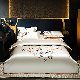  Wholesale Luxury White Flower Embroidery Home Textile Queen Size Satin Comforter Quilt Duvet Cover 4PCS Home Textile Coverlets Bedding Sets