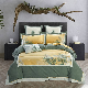  Cotton Premium Green Bed Fitted Sheet Luxury Home Textile King Size Plant Embroidery Comforter Duvet Quilt Cover Queen Size 4PCS Bedding Set Wholesaler