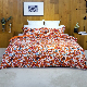  Poly Velvet Printed Duvet Cover Set Soft Warm Flower Patterned Comforter Cover with 2 Shams