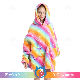  Hot Sale Custom Printed Wearable Sherpa Comfy Outdoor Oversized Throw Hoodie Blanket for Kids
