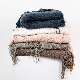  Manufacturer Oekotex Lightweight Boho Sofa Couch Crib Car Cuddly Soft Serrated Durable Solid Wave Decorative Knitted Structured Scandinavian Fringe Blanket