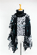  Spring Autumn Woman Lady Warm Fashion Woven Acrylic Boucle Yarn Brushed Black White Colour Fringe Pullover Wraps Grids Plaid Checks Shawl Turtleneck Poncho