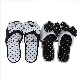 Woman Fashion Black White Dots Fleece Plush Upper TPR Outsole Open Toe Indoor Slipper with Bow Knot manufacturer