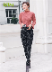  Womens Classic Elastic High Waist Quilted Padded Tapered Leg Long Down Pants