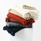 Home Travel Bed Sofa Car Couch Soft Warm Rust Woven Self-Fringe Tassel Loop Yarn Solid Plain Throw Blanket manufacturer