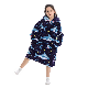  Factory Winter Hot Sale Wearable Blanket Hoodie Shark Pattern Loungewear Hoody Blankets
