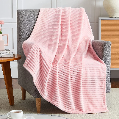 Fleece Throw Blanket 50" X 60", 280GSM Pink Throws