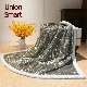  Fluffy Flannel Fleece with Metal Print+Back Sherpa Polar Throw Blanket