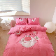  Cute Strawberry Bear Cartoon Embroidery Comforter Duvet Cover 100% Washed Cotton Red Coverlets Kids′ Home Textile Queen Size Bedding Set Supplier
