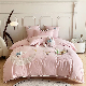  Premium Embroidery Pink Duvet Cover Comforter Washed Cotton Bed Flat Fitted Sheets Cartoon Home Textile 4PCS Coverlets Pillow Shams Kids′ Bedding Set