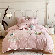  Premium Embroidery Pink Duvet Cover Comforter Washed Cotton Bed Flat Fitted Sheets Cartoon Home Textile 4PCS Coverlets Pillow Shams Kids′ Bedding Set