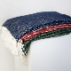 Home Outdoor Travel Bed Sofa Car Soft Warm Red Woven Self-Fringe Tassel Jacquard Blended Mixed Twill Throw Blanket Cover manufacturer