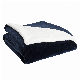  High Quality Dark Blue Microfiber Flannel Fleece with Sherpa Blanket