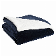 High Quality Dark Blue Microfiber Flannel Fleece with Sherpa Blanket