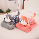  Soft Stuffed Plush Husky Dog Toy Kids Cushion with Flannel Blanket