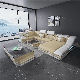  Wholesale Modern American LED Genuine Leather Living Room Set Home Corner Sectional U Shaped Couch Sofa