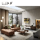  Chinese Wholesale Modern Italian Villa Home Living Room Luxury L Shape Sectional Couch Tufted Genuine Leather Furniture Divan Sofa Set with Coffee Table