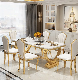  Factory Home Furniture White Marble Top Dining Table Modern Restaurant Furniture Stainless Steel Dining Table Set