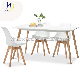  Wholesale Modern Home Dining Room Furniture Popular Convenient MDF Top+Beech Wooden/Wood Leg 6 Places Round Dining Table Set Price for Fast Food/Restaurant/Room