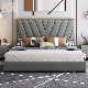  Luxury Design Microfiber Leather Upholstered Bed King Size Bed with Golden Steel Frame High Headboard
