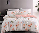  Comforter King Size, 600 Thread Count Cotton Blush Pink & Blue Flowers Printed in White Reversible Geometric Comforter Sets, Down Alternative Bedding Set 3PCS