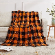  Fleece Throw Blankets, Orange Buffalo Plaid Throw Blanket, Soft Warm Fuzzy Cozy Checkered Blanket, 50