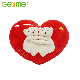 Soft Stuffed Plush Heart Backrest Pillow with Hugging Double Bear