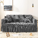  Nonslip Solid Colors 1/2/3/4 Seaters Home Decorative Sofa Cover with Ruffles