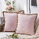  Baby Pink Linen Solid Hemming Soft Cushion Cover Living Room Bedroom Car Hotel Cushion Cover