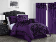  3 Pieces Reversiblefaux Linen with Luxury Flocking Pattern Quilt Coverlet Set