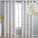 Thermal Insulated Room Darkening Window Curtains with Wave Line and Dots Printed
