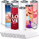  20oz Skinny White Straight Sublimation Blanks Stainless Steel Tumblers with Lid