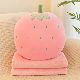  Soft Stuffed 3 in 1 Plush Strawberry Kids Cushion with Flannel Blanket